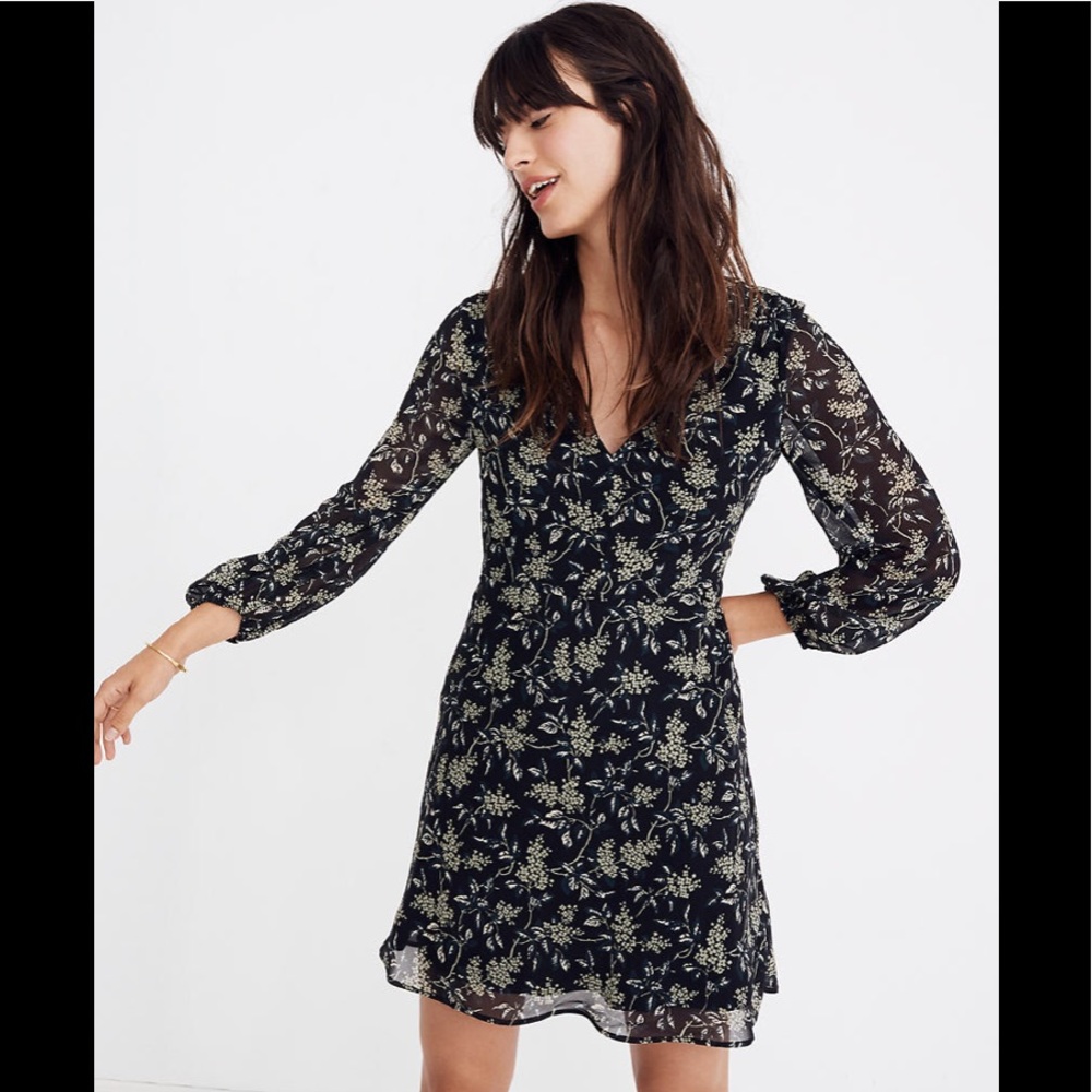 Madewell Black Floral Dress